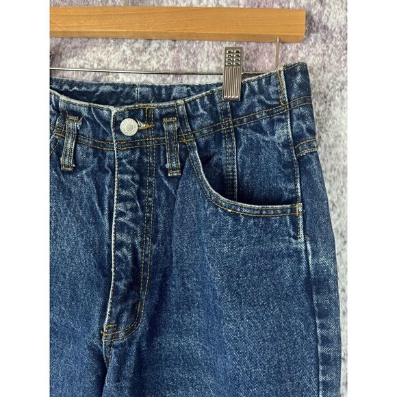 Jordache Jeans Womens 9/10 Blue Dark Button Ankle High Rise Corset 80s Bareback - Picture 3 of 15